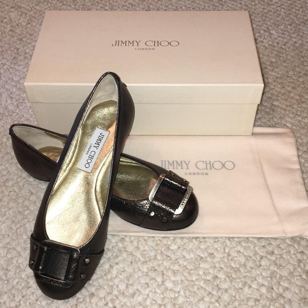 Jimmy Choo Women’s Gunmetal Baker Flat’s 36.5.